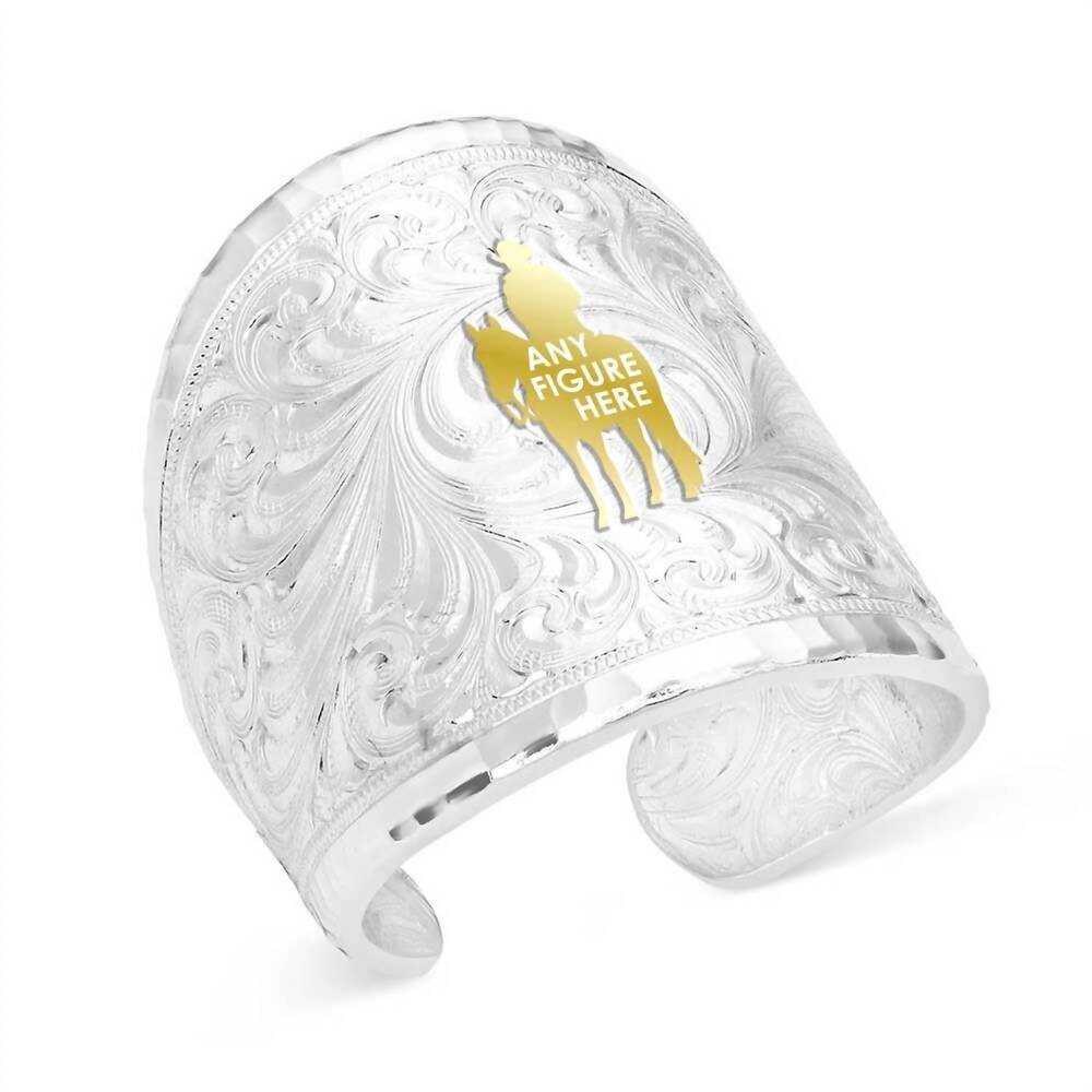 NEW MONTANA SILVERSMITHS women's out west custom initial ring - letter c in silv